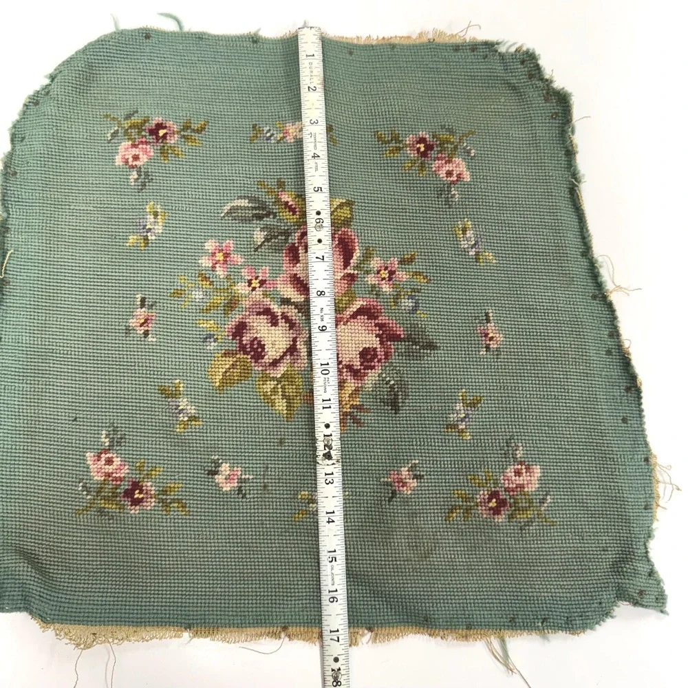 Vintage needlepoint tapestry floral decor